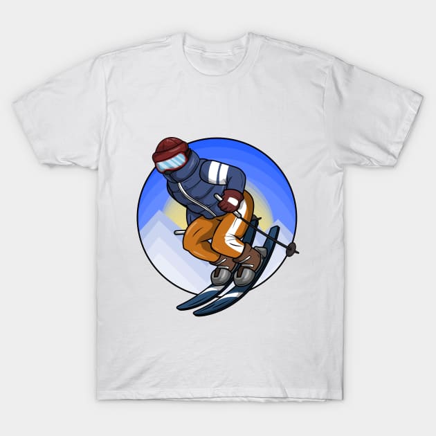 Ski jumper with Skis Ski hat and Glasses T-Shirt by Markus Schnabel